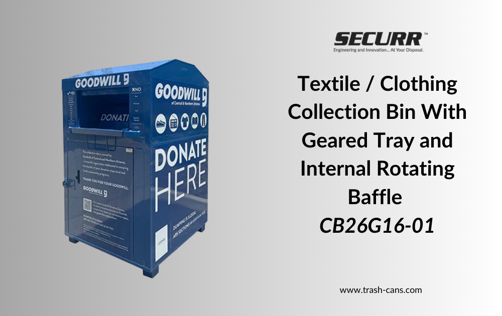 Streamline Textile Recycling with Securr's Gear-Driven Rotating Tray Collection Bin