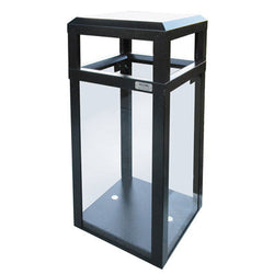 Outdoor Trash Can, Hinged Top, Square, DHS Compliant, Clear .250 Acrylic Panels, 64 Gallon - AC64OW-CS