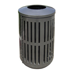 Indoor/Outdoor Trash Can, Round, Decorative Slatted Sides, 32 Gallon - TRD32