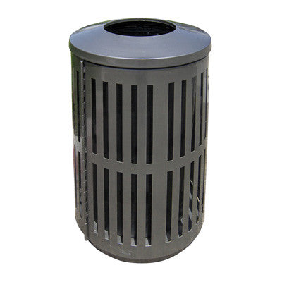 Indoor/Outdoor Trash Can, Round, Decorative Slatted Sides, 32 Gallon - TRD32