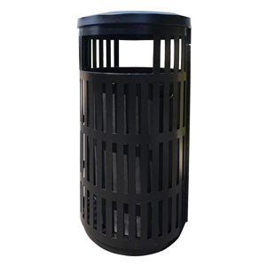 Outdoor Trash Can, Round, Decorative Slatted Sides, 36 Gallon - TRD36