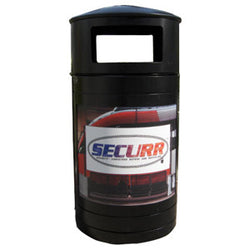 Outdoor Trash Can/Recycle Bin, Advertising Frames on Panels, 35 Gallon - HS35OW-ADVERT