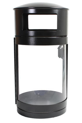 Trash or Recycle Can, Round, DHS Compliant, Clear Polycarbonate Panels, 35 Gallon - HS35 DHS