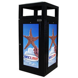 Outdoor Trash Can, Square, Solid Body with Advertising Frames, 36 Gallon - HS45OW-ADVERT