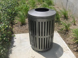 Indoor/Outdoor Trash Can, Round, Decorative Slatted Sides, 32 Gallon - TRD32-02