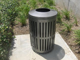 Indoor/Outdoor Trash Can, Round, Decorative Slatted Sides, 32 Gallon - TRD32