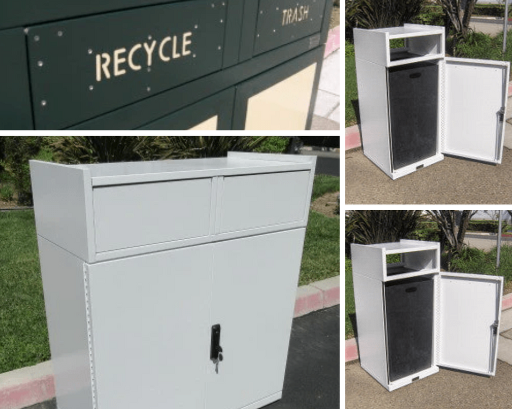 Metal Food Court Waste Receptacles Ideal for Outdoor Food Service Areas