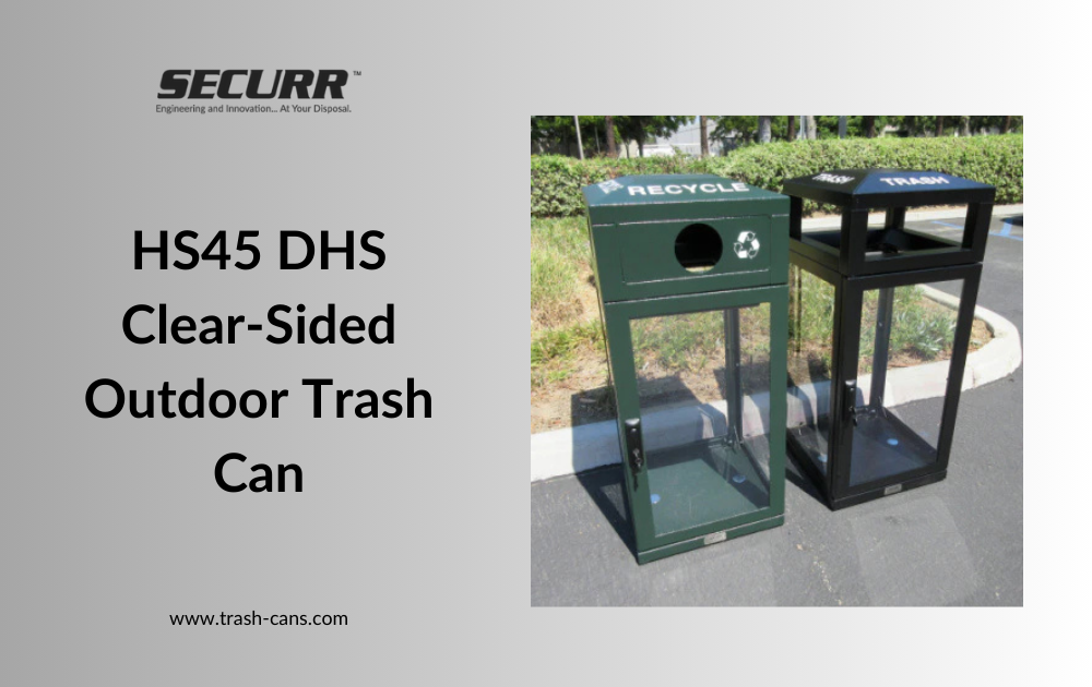 HS45 DHS: 45-Gallon Clear Trash Can for Secure Outdoor Waste Management
