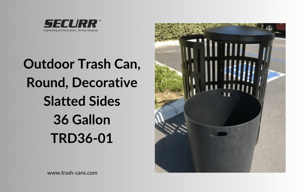 Elevate Your Space with Securr's TRD36-01 Decorative Slatted Sides Outdoor Trash Can