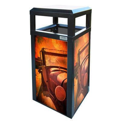 Outdoor Advertising Trash Can, Square, No Side Panels, 40 Gallon - AC40OW-ADVERT