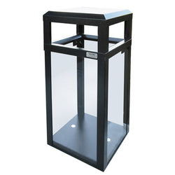 Outdoor Trash Can, Hinged Top, Square, DHS Compliant, Clear .236 Acrylic Panels, 40 Gallon - AC40OW-CS