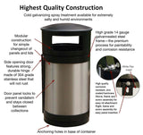Outdoor Trash Can, Round, DHS Compliant, Clear .236 Panels, 55 Gallon - HS55OW-CS