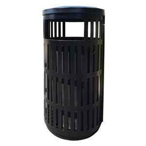 Outdoor Trash Can, Round, Decorative Slatted Sides, 36 Gallon - TRD36- –  Securr™