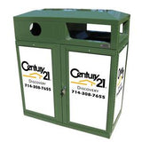 Outdoor Trash Can/Recycle Bin, Advertising Frames on Panels, 72 Gallon - HS245OW-ADVERT