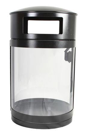 Outdoor Trash Can, Round, DHS Compliant, Clear .093 Panels, 55 Gallon - HS55OW-CS.093