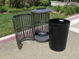 Indoor/Outdoor Trash Can, Round, Decorative Slatted Sides, 32 Gallon - TRD32-02