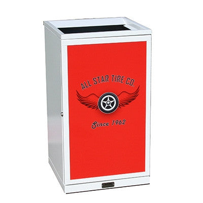 Indoor Advertising Trash Can, Square, 36 Gallon - HS36IW-ADVERT