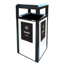 Outdoor Trash Can, Square, Powder Coated Panels, 40 Gallon - AC40OW-PS