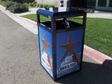 Outdoor Trash Receptacle with Bag Frame, Hinged Top, Square, 64 Gallon - AC64OW-ADVERT