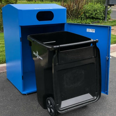 ADA Compliant Outdoor Trash or Recycle Cart Garage, Solid Body or