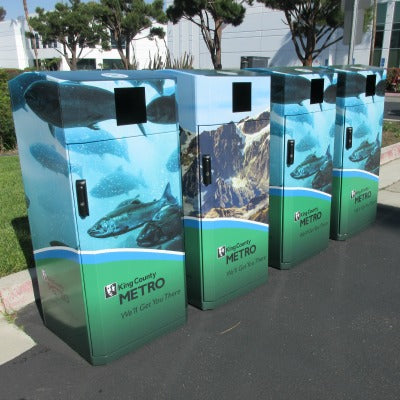 ADA Compliant Outdoor Trash or Recycle Cart Garage, Solid Body or